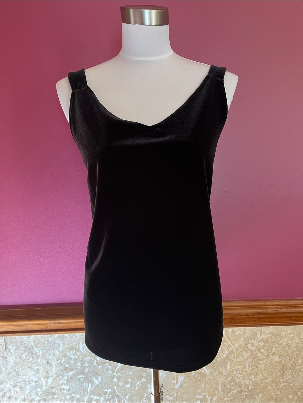 Chicos Black Velvet V-Neck Tank